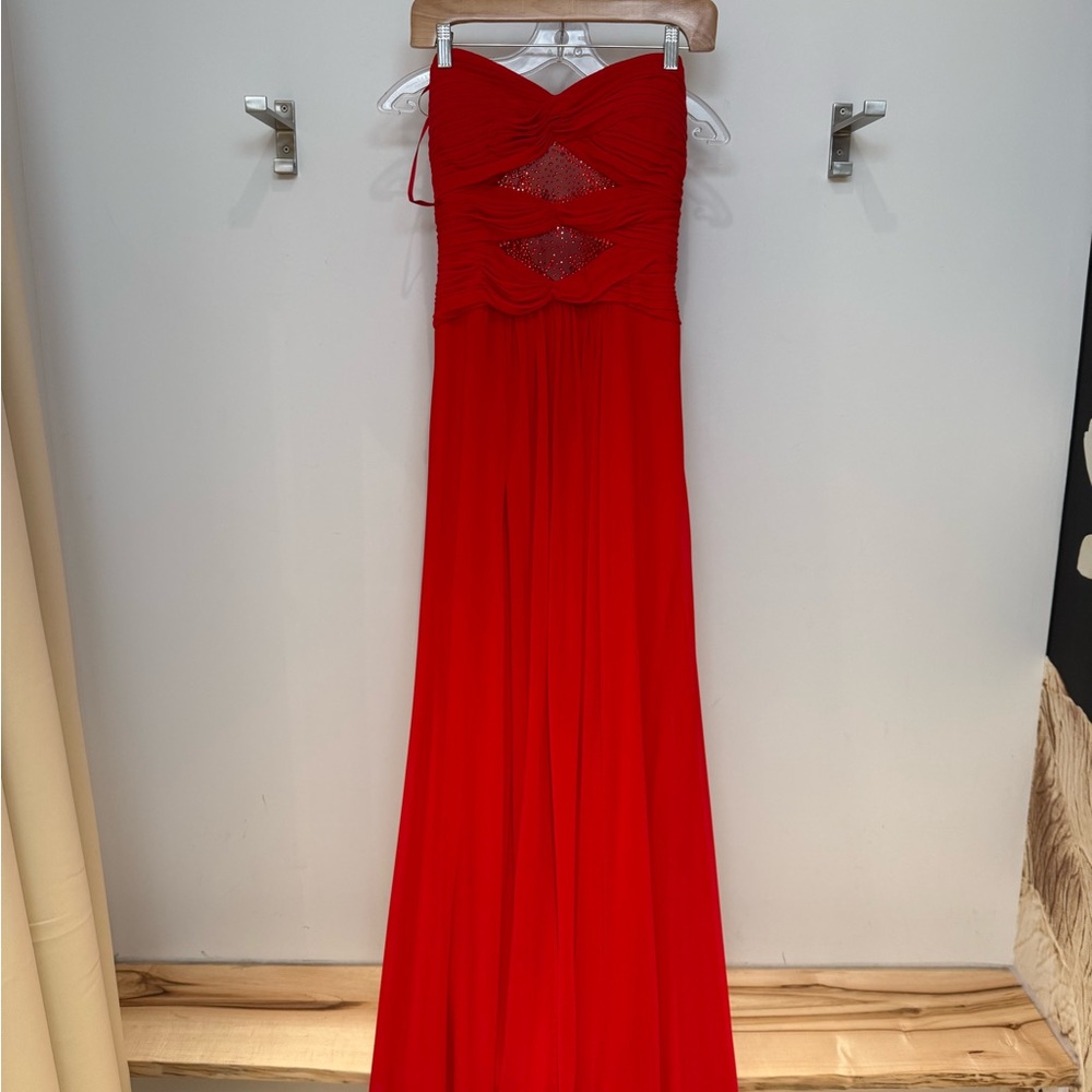 La Femme Striking Red Maxi Dress